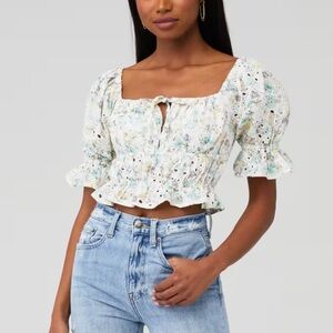 MinkPink Floral Puff Sleeve Top